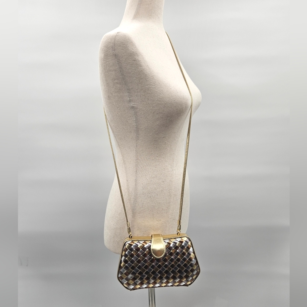 Panache Gold and Brown Woven Clutch - Picture 2 of 15